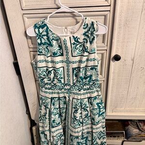 Eva Mendes for New York & Company Teal and White Midi Dress